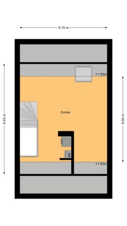 Plattegrond - Burgemeester Timmermanslaan 135, 3481 BR Harmelen - Tweede verdieping.jpg